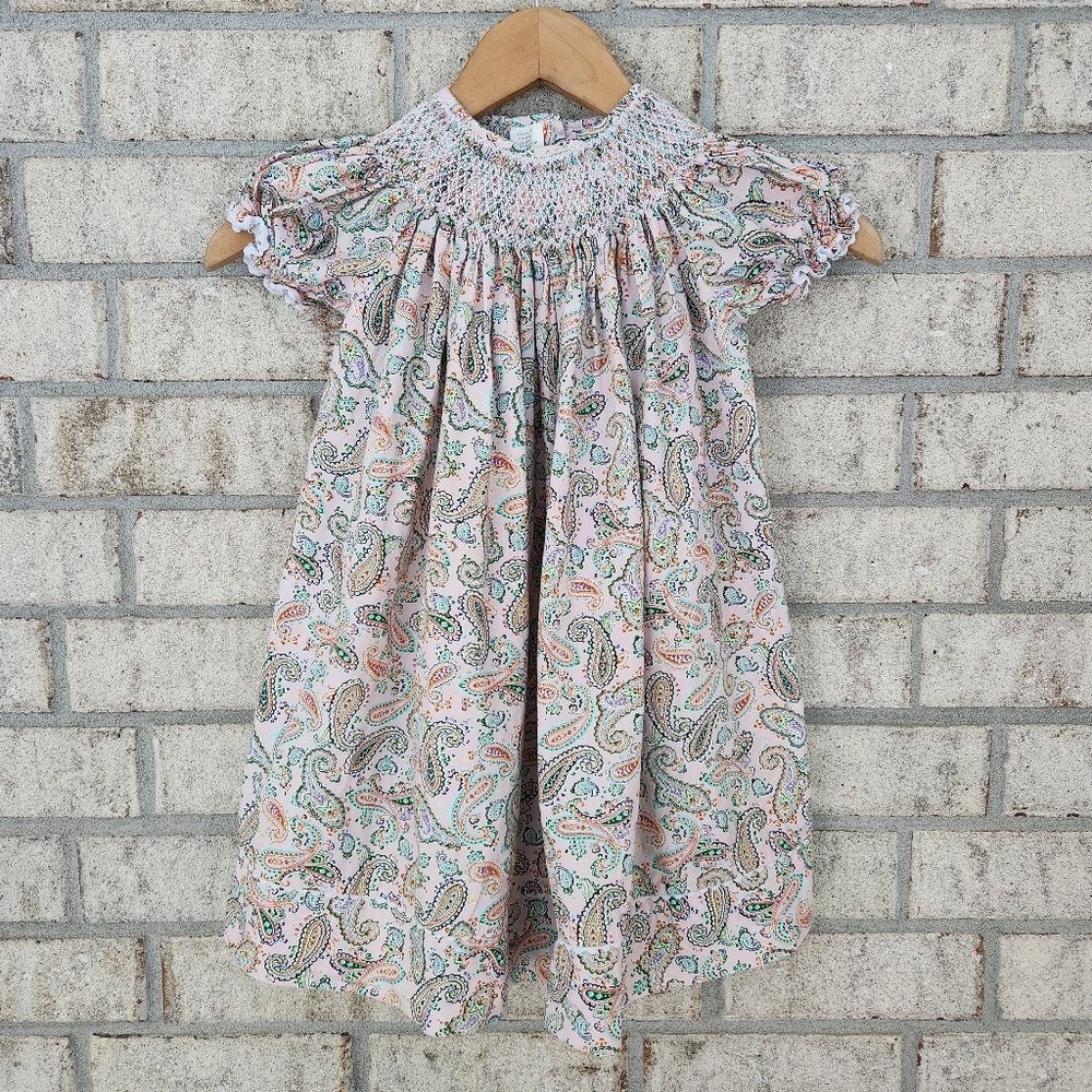 Royal Child Paisley Print Smocked Dress